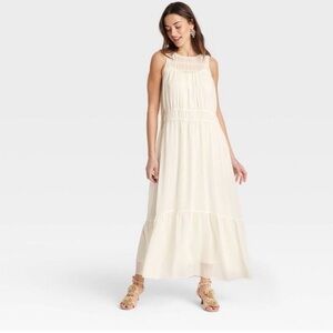 A New Day romantic fairy feminine Cream Chiffon Maxi Sz XL cottage core dress